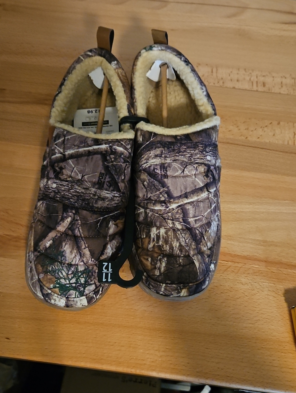 Ozark Trail Men's Camo Slip-On Plush Lined Slippers - Brown/Green